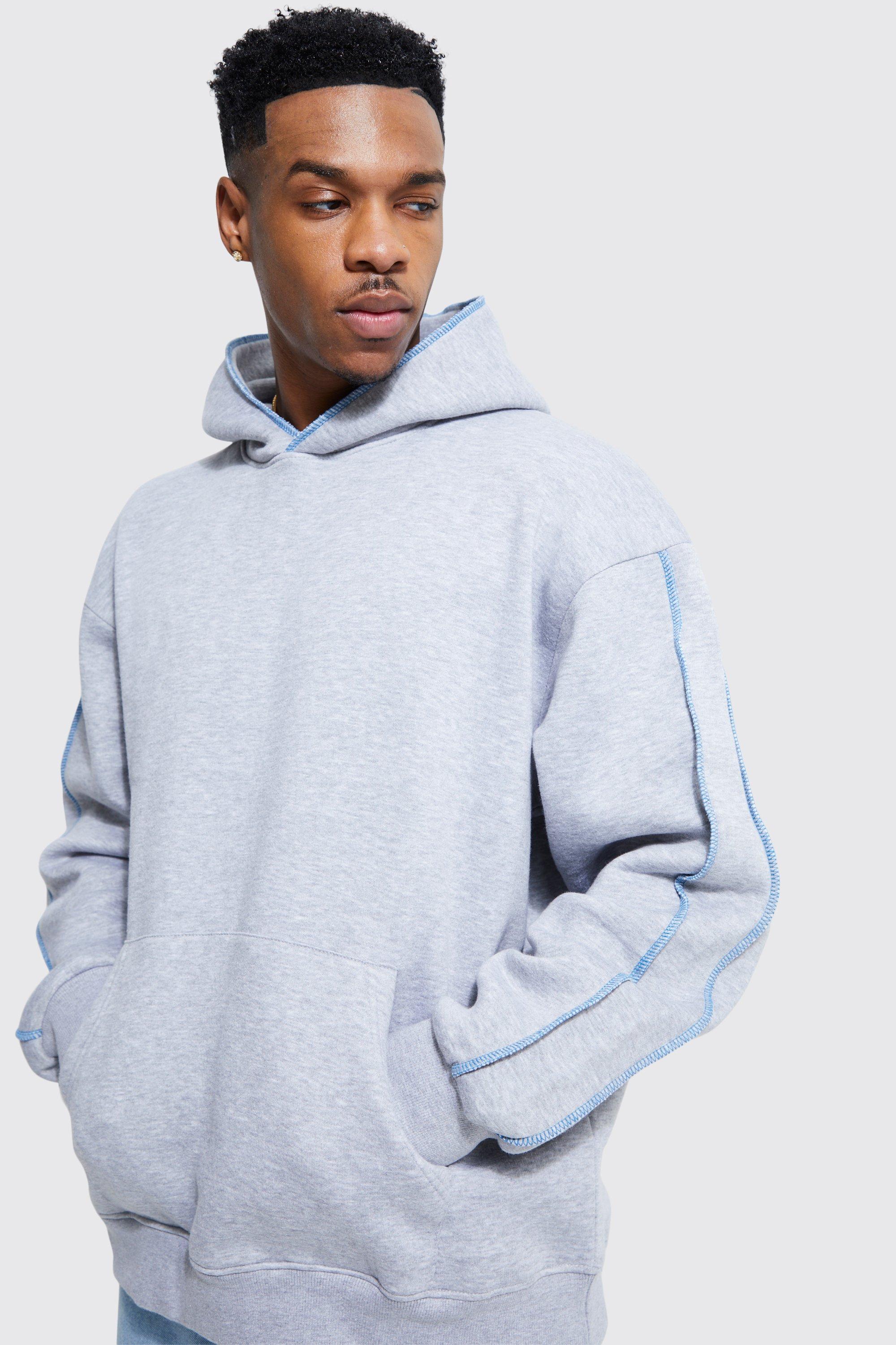Oversized Contrast Stitch Detail Hoodie