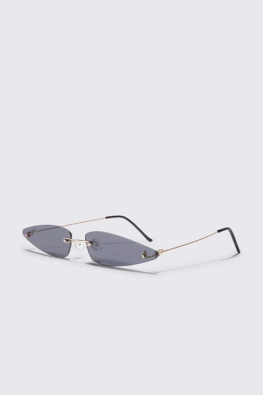 Gold metallic Narrow Rimless Sunglasses