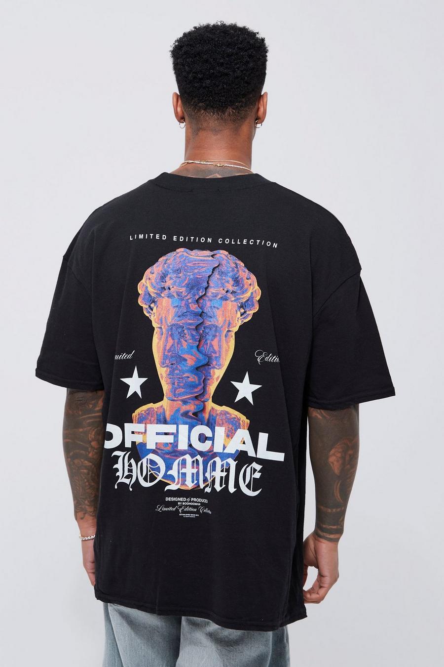 Black svart Oversized Official Homme Statue Print T-shirt