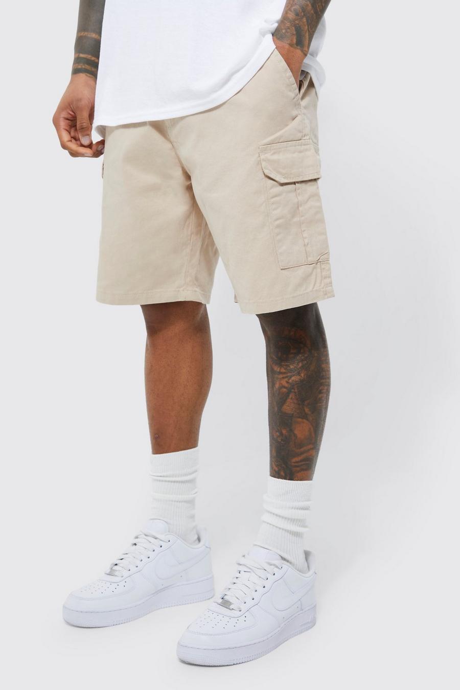 Lockere Cargo-Shorts, Stone beige
