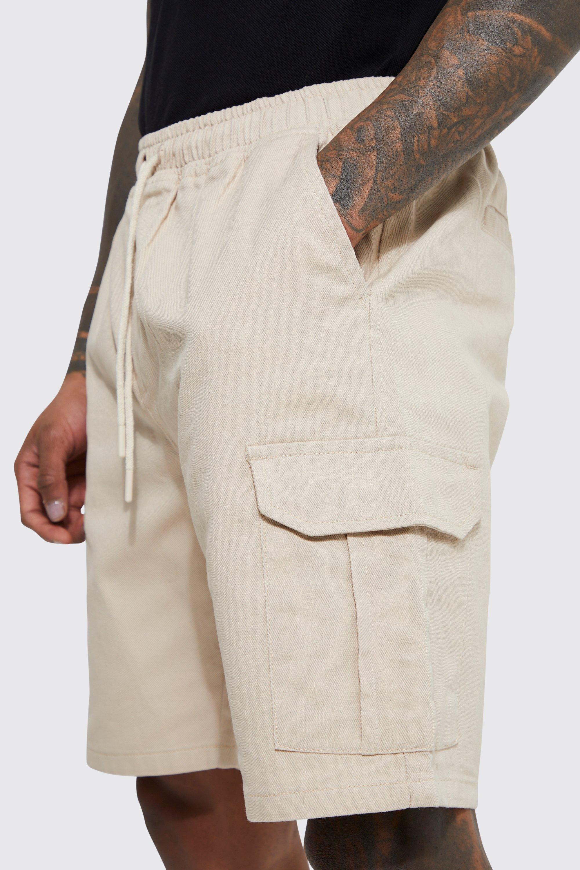 Elastic waist sales cargo shorts