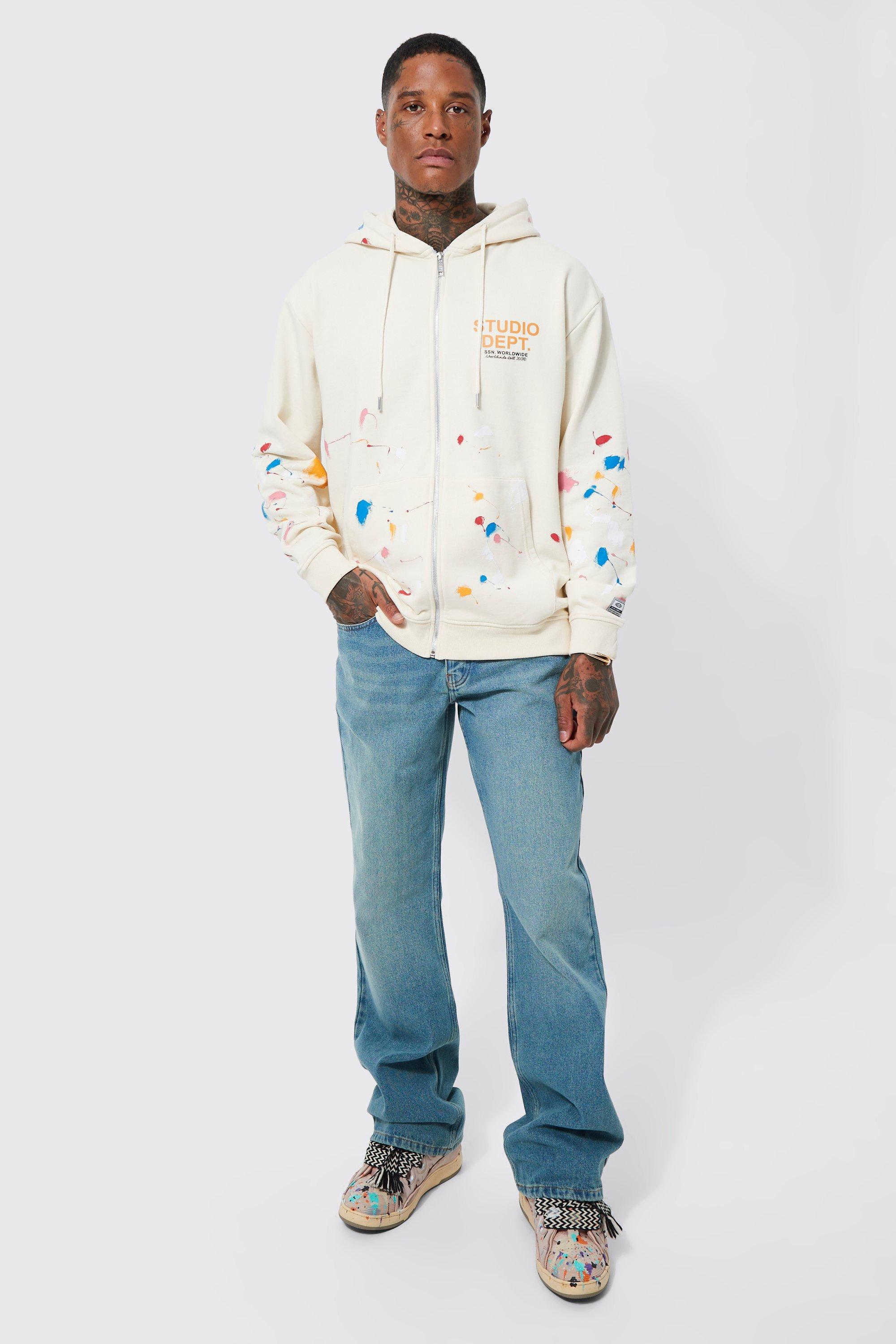 Paint splatter zip up hoodie on sale