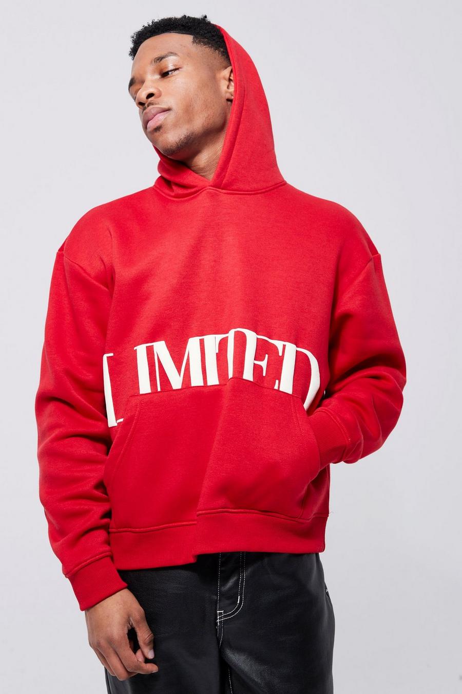 Red Limited Oversized hoodie med tryck image number 1