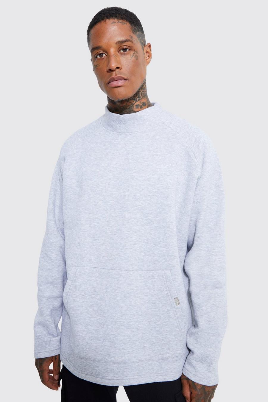 Grey marl Oversized Extended Neck Raglan Sweatshirt image number 1