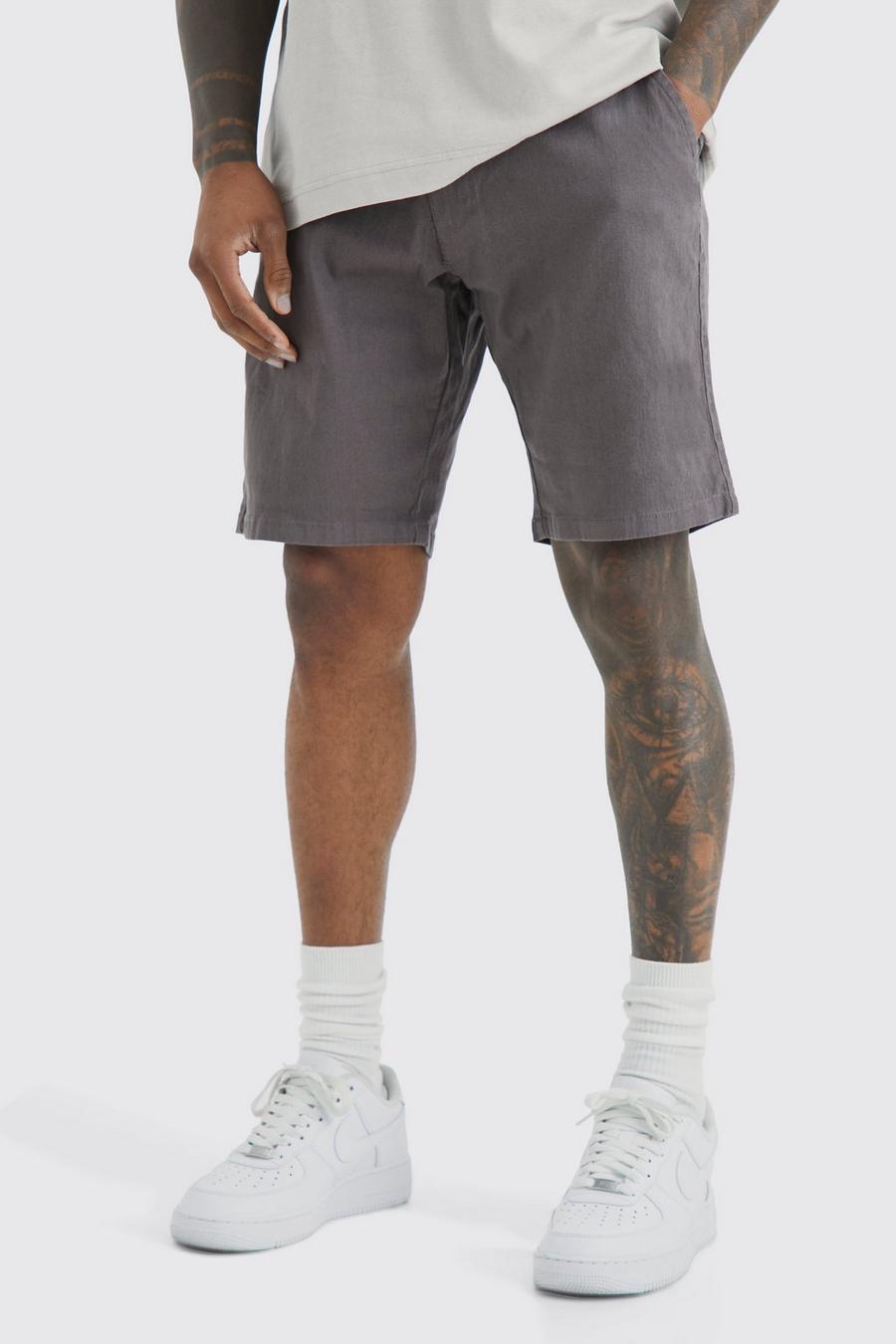 Pantaloncini Chino Stretch Skinny Fit con vita fissa, Grey grigio image number 1