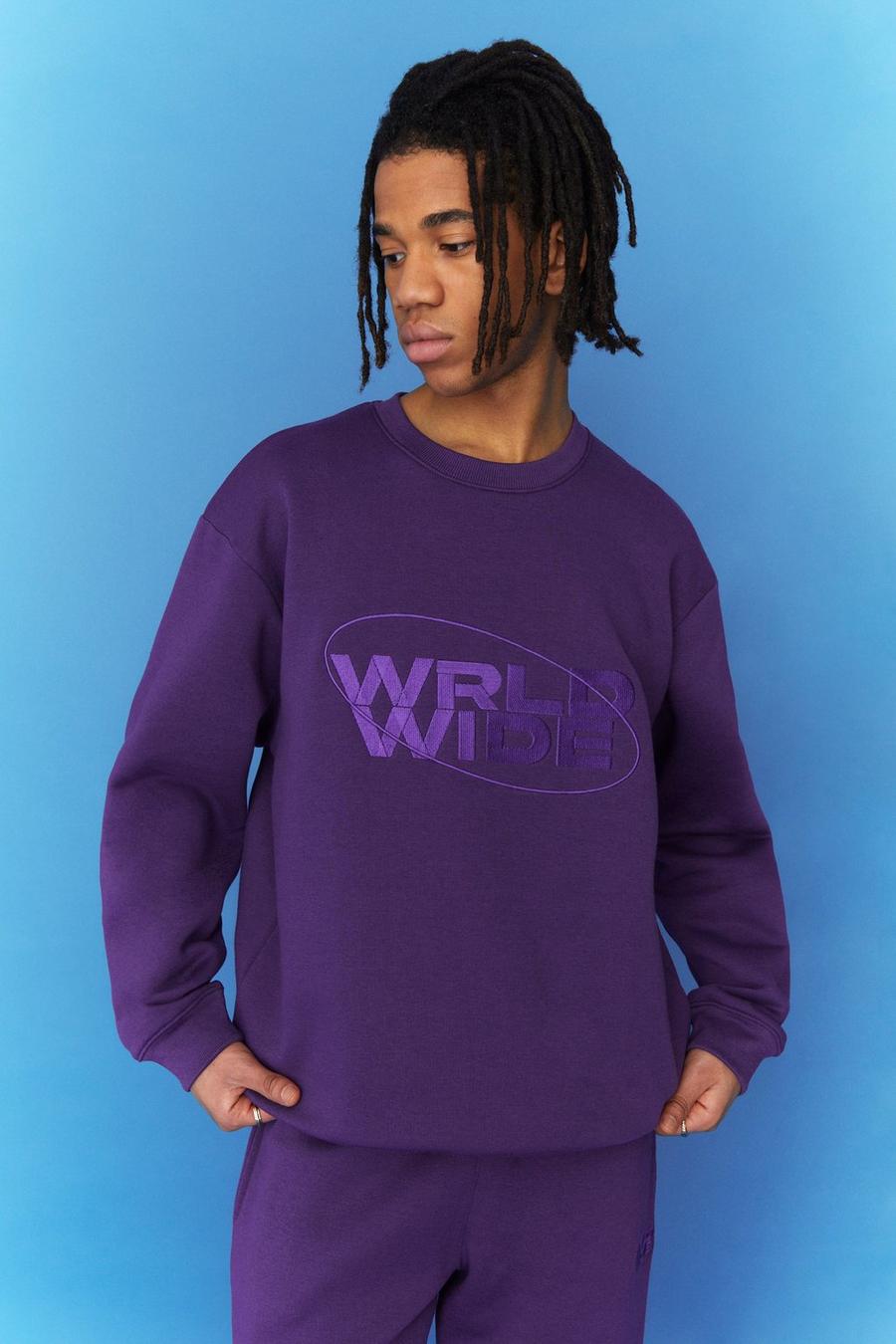 Purple Oversized Worldwide Sweatshirt image number 1