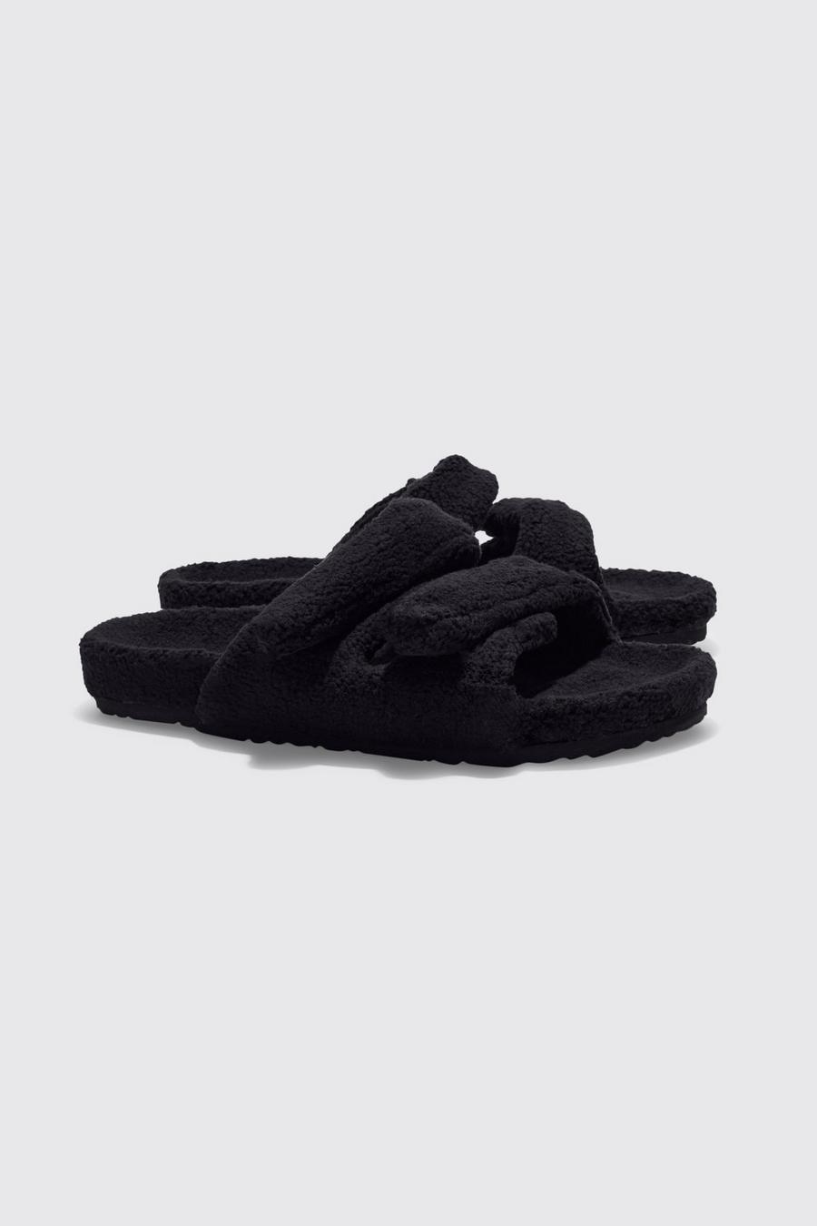 Black nero Towelling Sandal