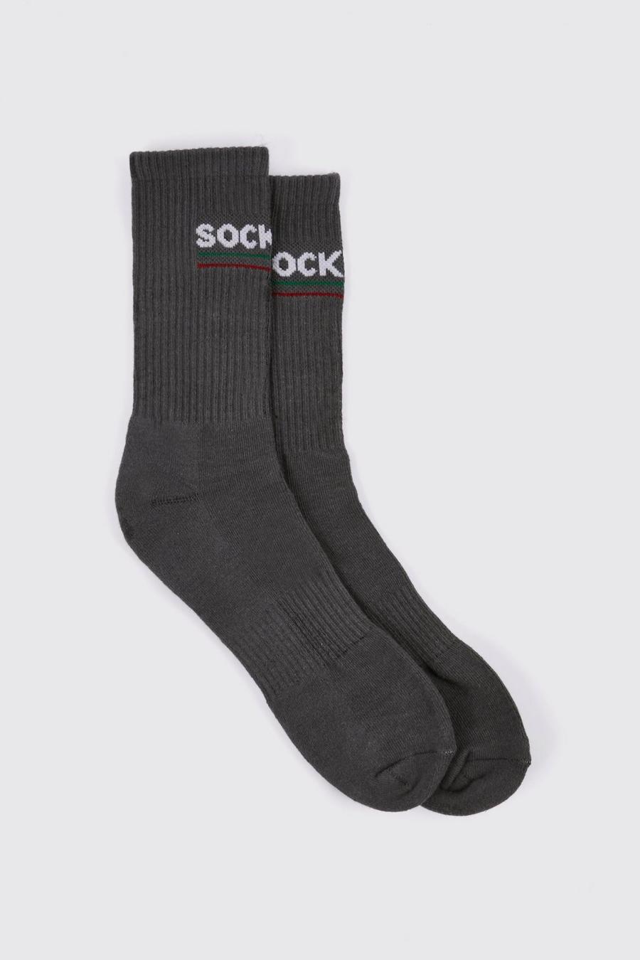 Charcoal grey Sockdrip Line Logo Sports Socks