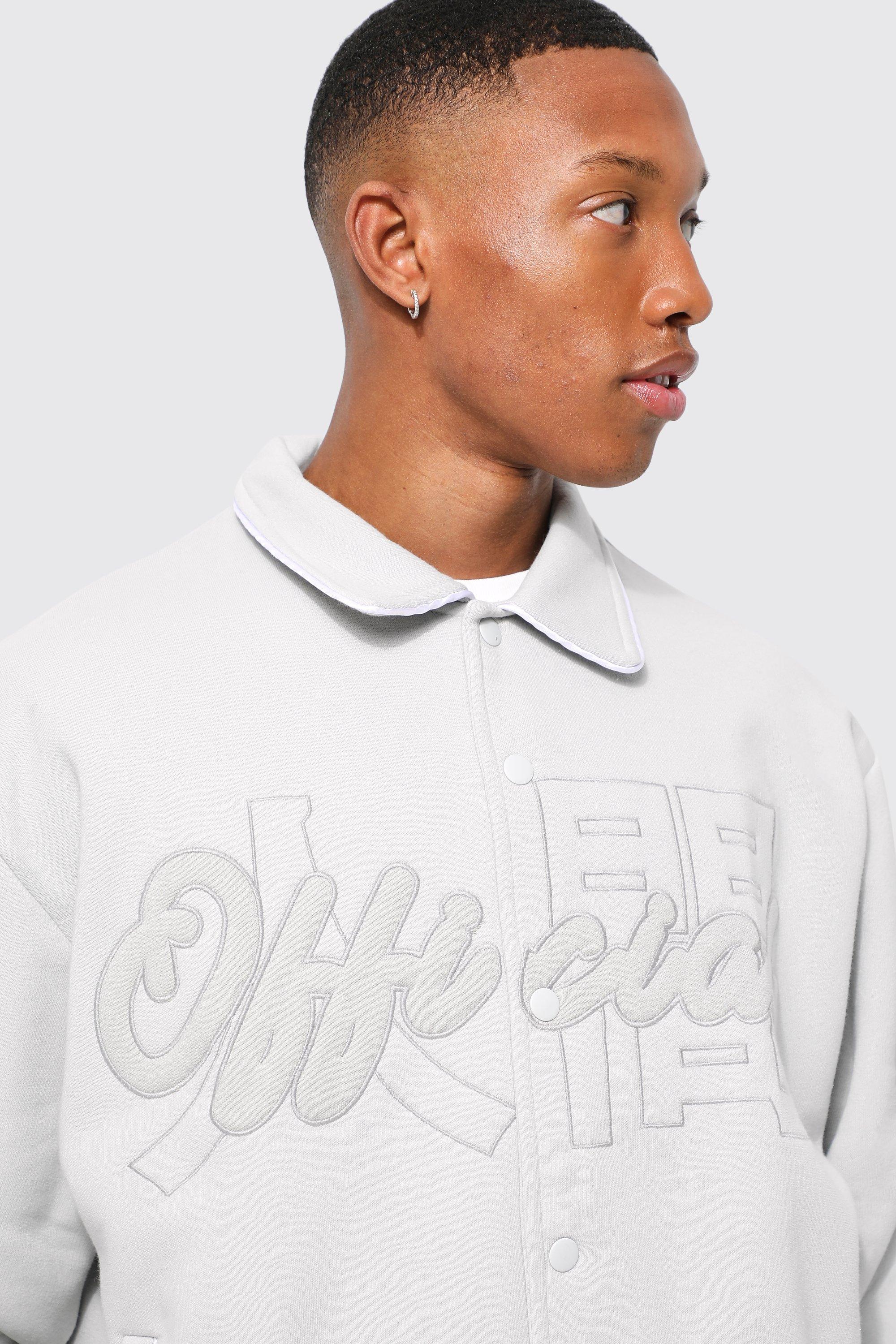 Grey and outlet white varsity jacket