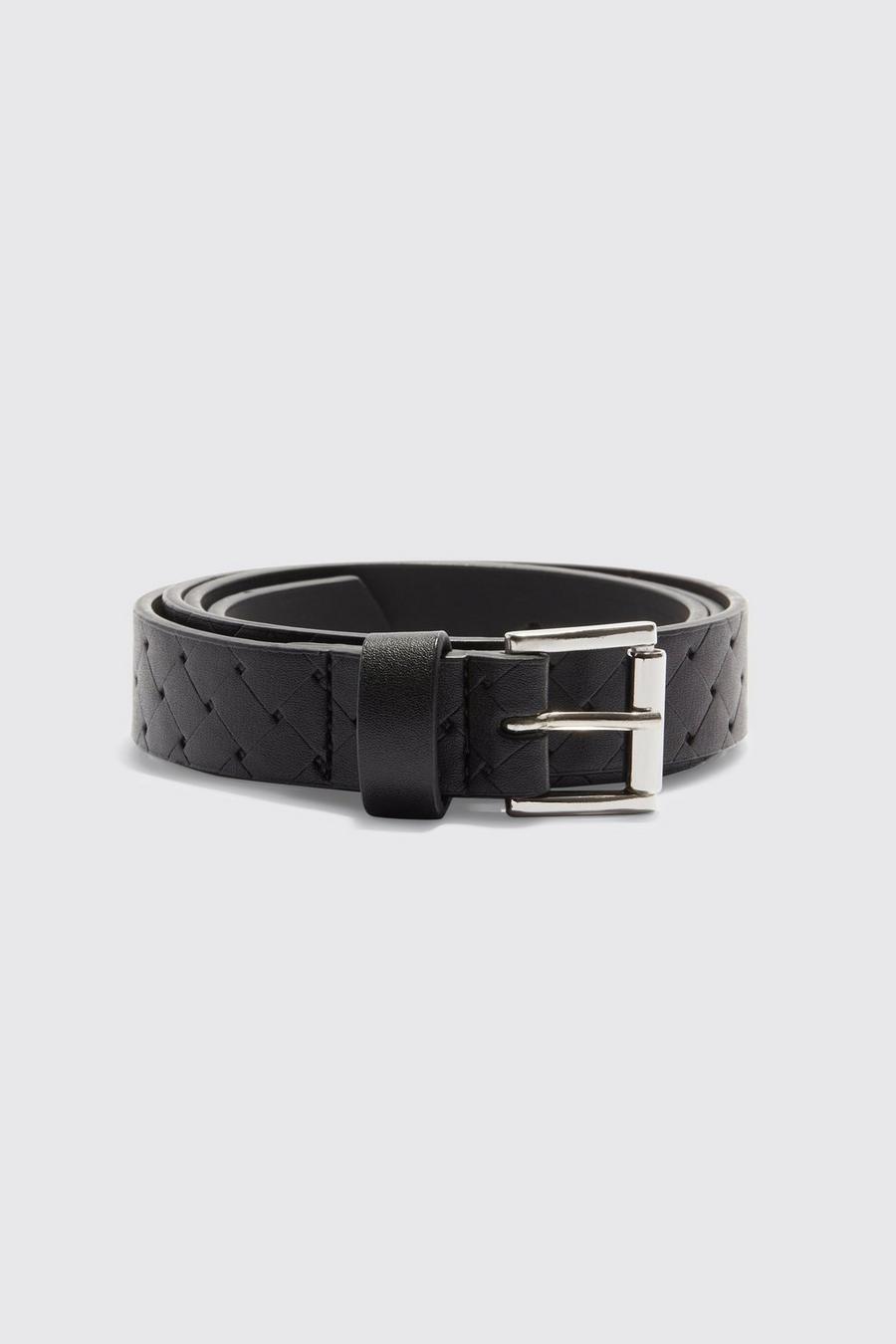 Black svart Smart Slim Quilted Debossed Belt image number 1