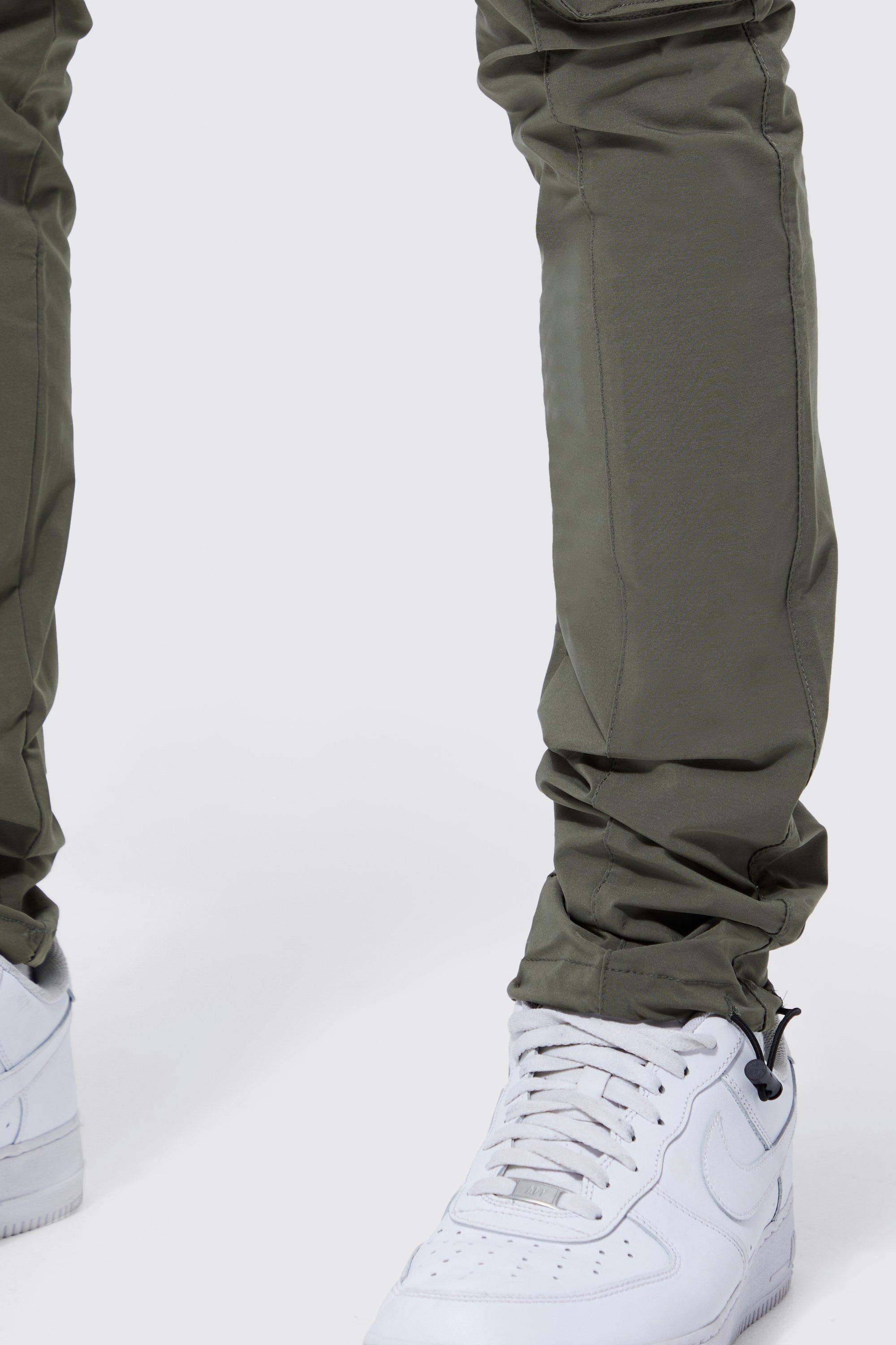 Elastic Waist Slim Fit Toggle Cargo Trouser | boohoo USA