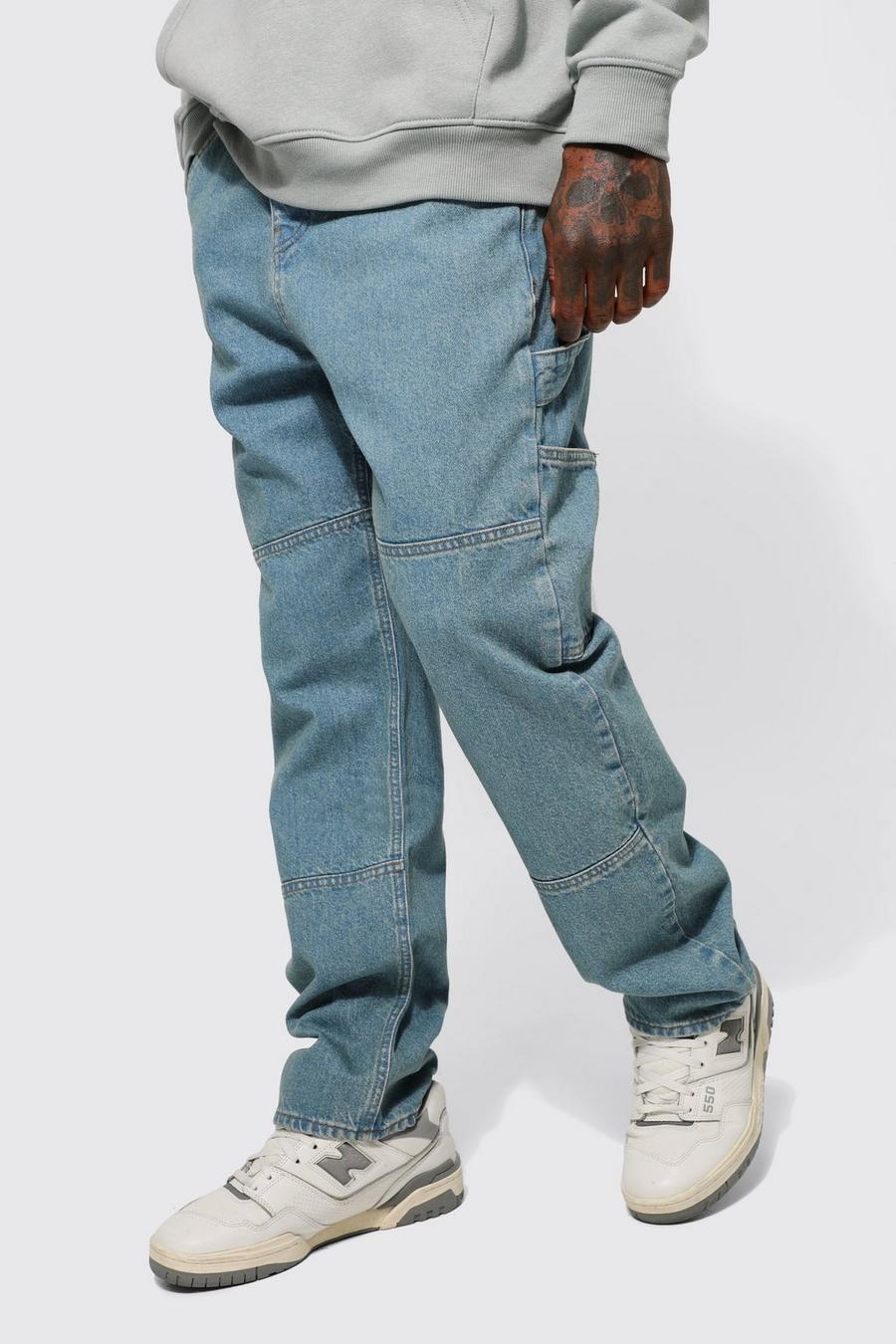 Antique blue Relaxed Fit Carpenter Jeans With Drop Crotch  