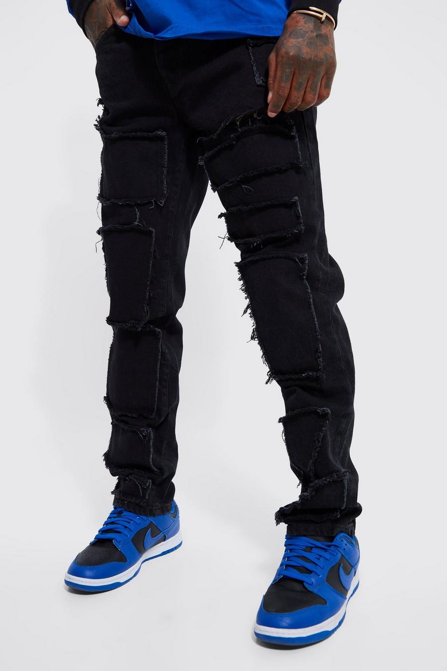 Washed black Raka jeans med patchwork image number 1