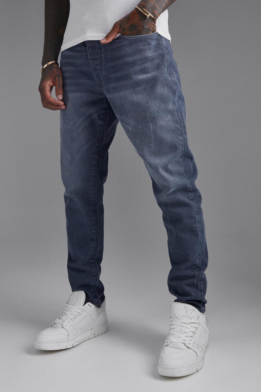 Dark grey Tapered Rigid Jeans image number 1