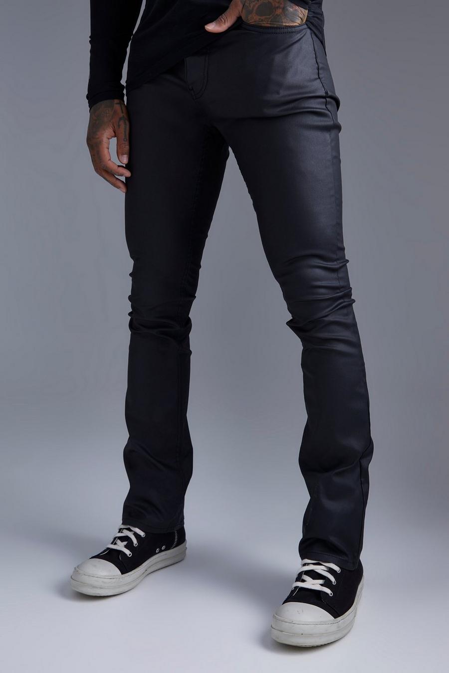 Black Skinny Flare Coated Jeans
