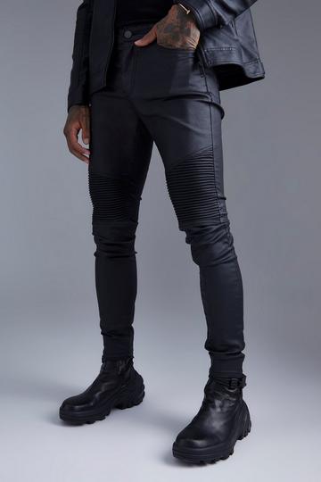 Skinny Fit Coated Biker Jeans black