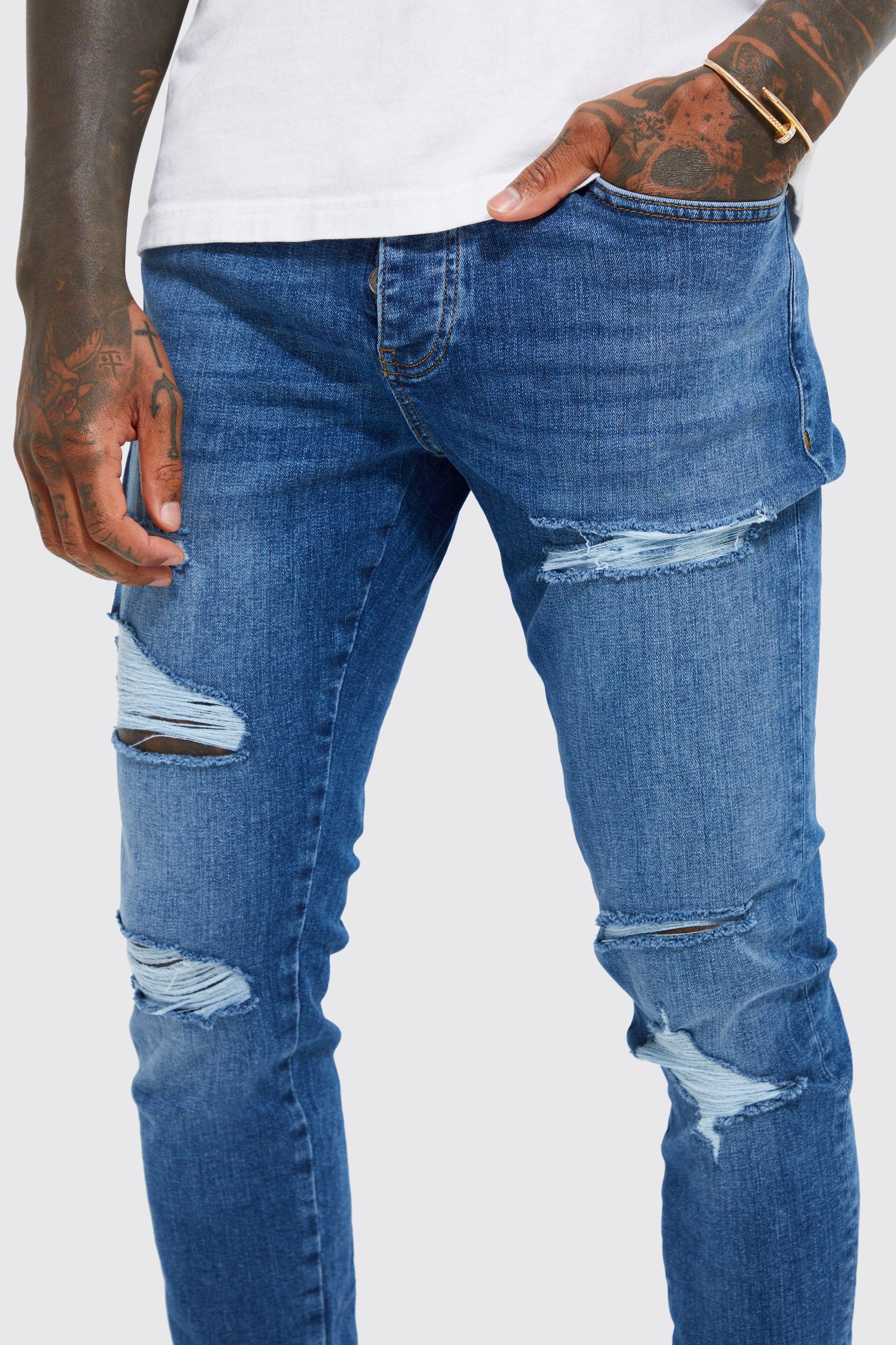 Geheim Gemoedsrust kruis Skinny Stretch Ripped Jeans With Zip Hem | boohoo