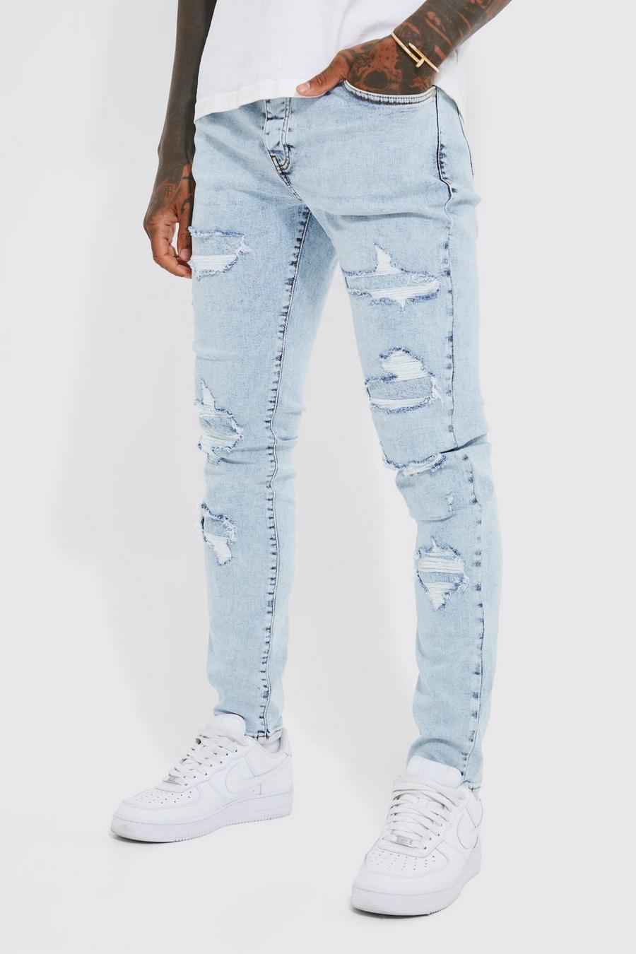 Ice blue Skinny Stretch Rip & Repair Jeans image number 1