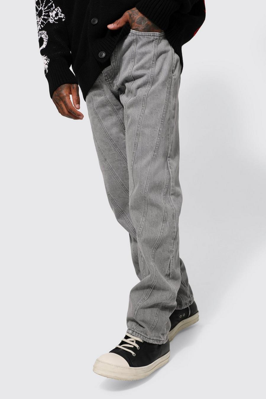 Light grey Baggy jeans med paneler image number 1