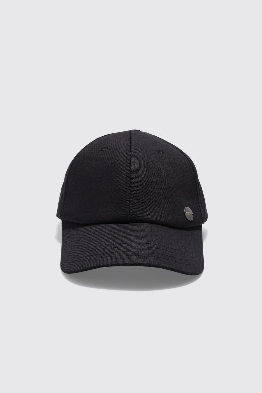 Black svart Metal Branded Cap