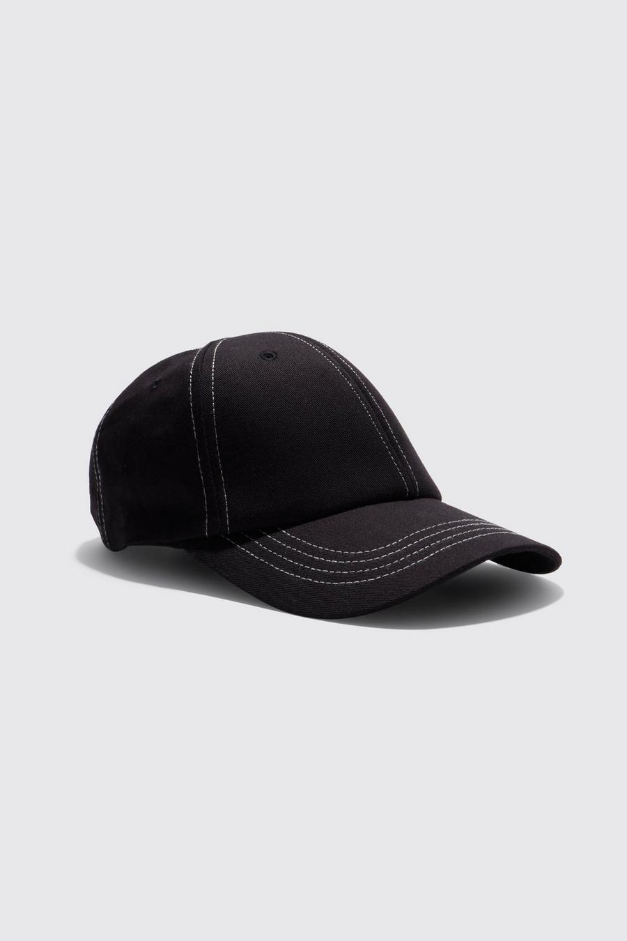 Black noir Contrast Stitch Cap