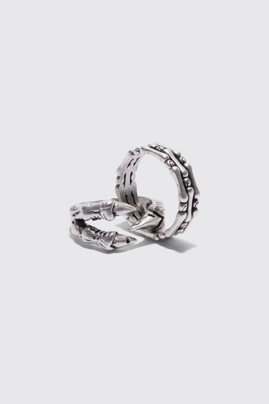 Silver 2 Pack Claw Rings image number 1