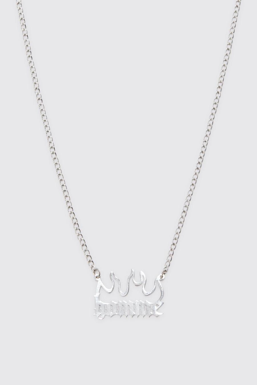 Silver Homme Flame Necklace image number 1
