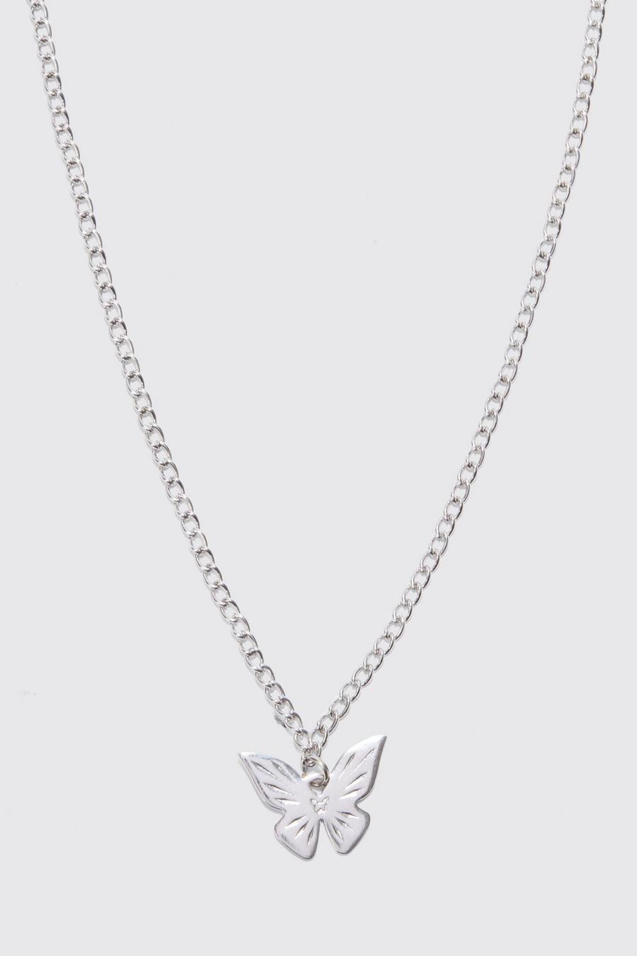 Silver Butterfly Pendant Necklace image number 1