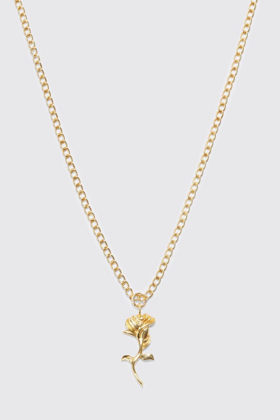 Gold metallic Rose Pendant Necklace