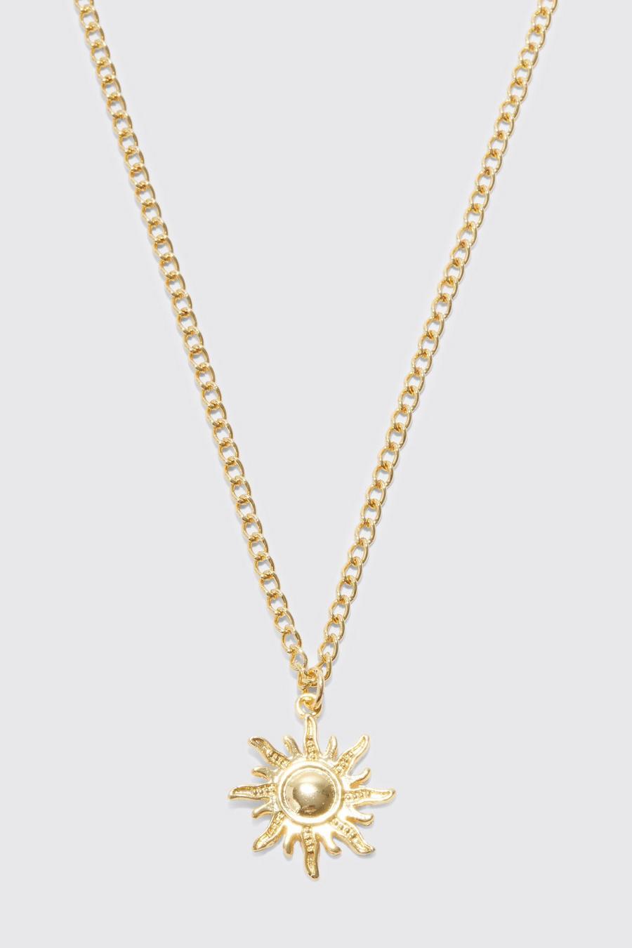 Gold metallic Sun Pendant Necklace image number 1