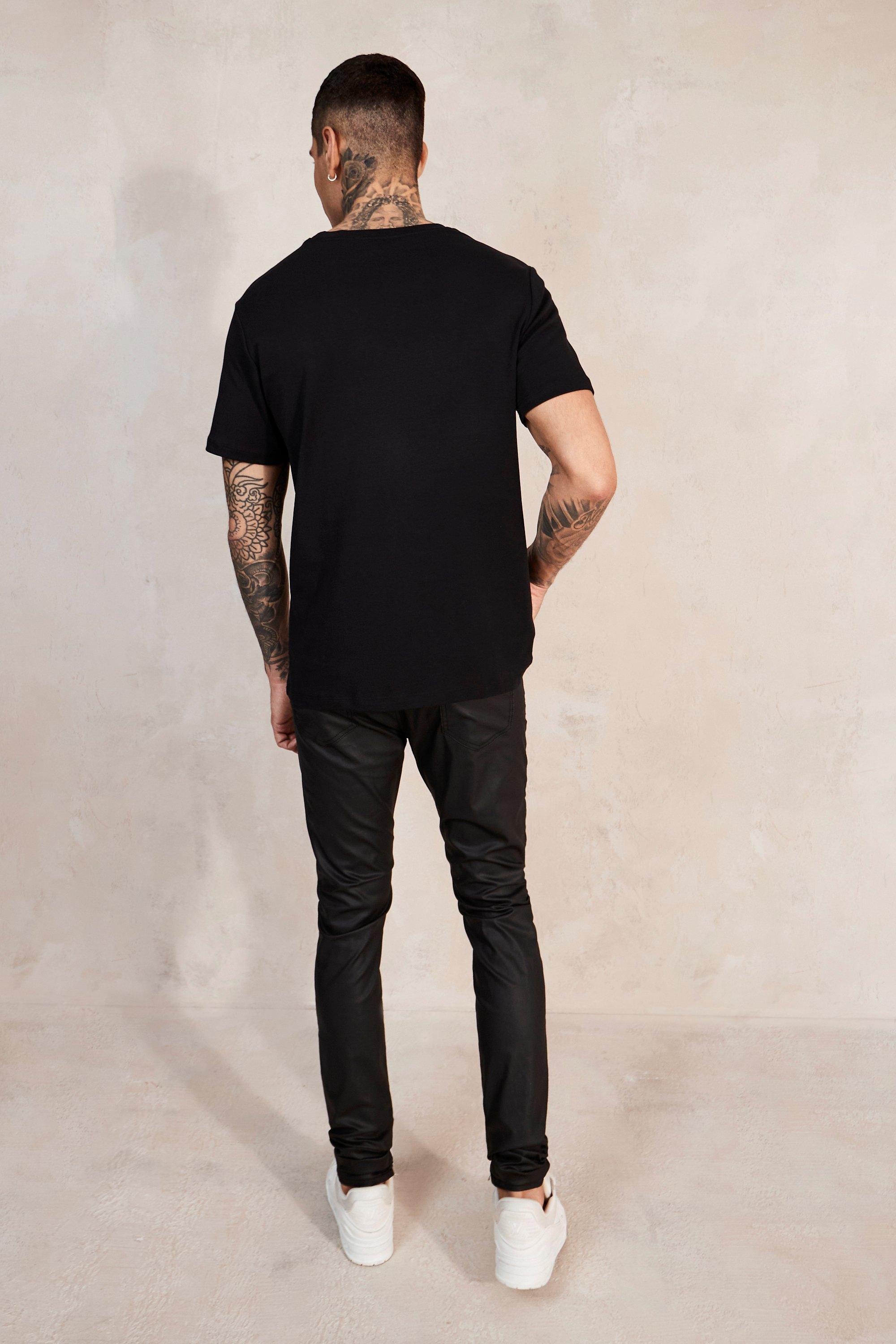 Skinny Stacked Zip Hem Coated Jeans