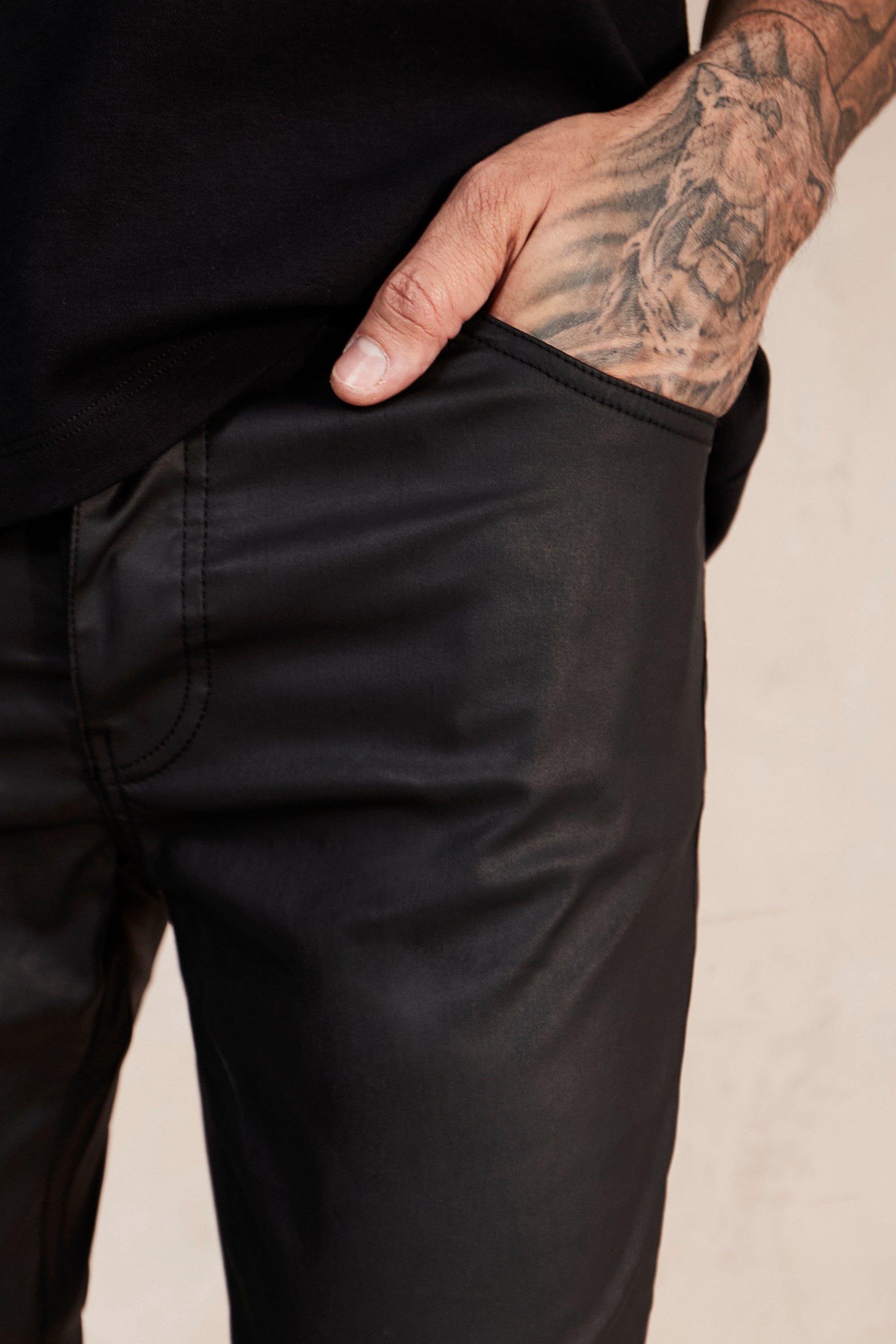 Men's Black Coated Jeans, Black Coated Jeans Mens