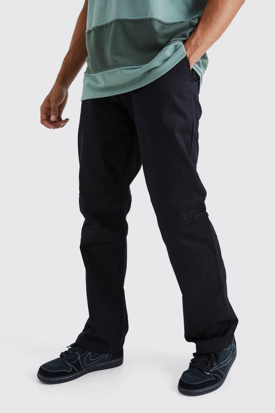 Pantalón holgado con cintura fija, Black image number 1