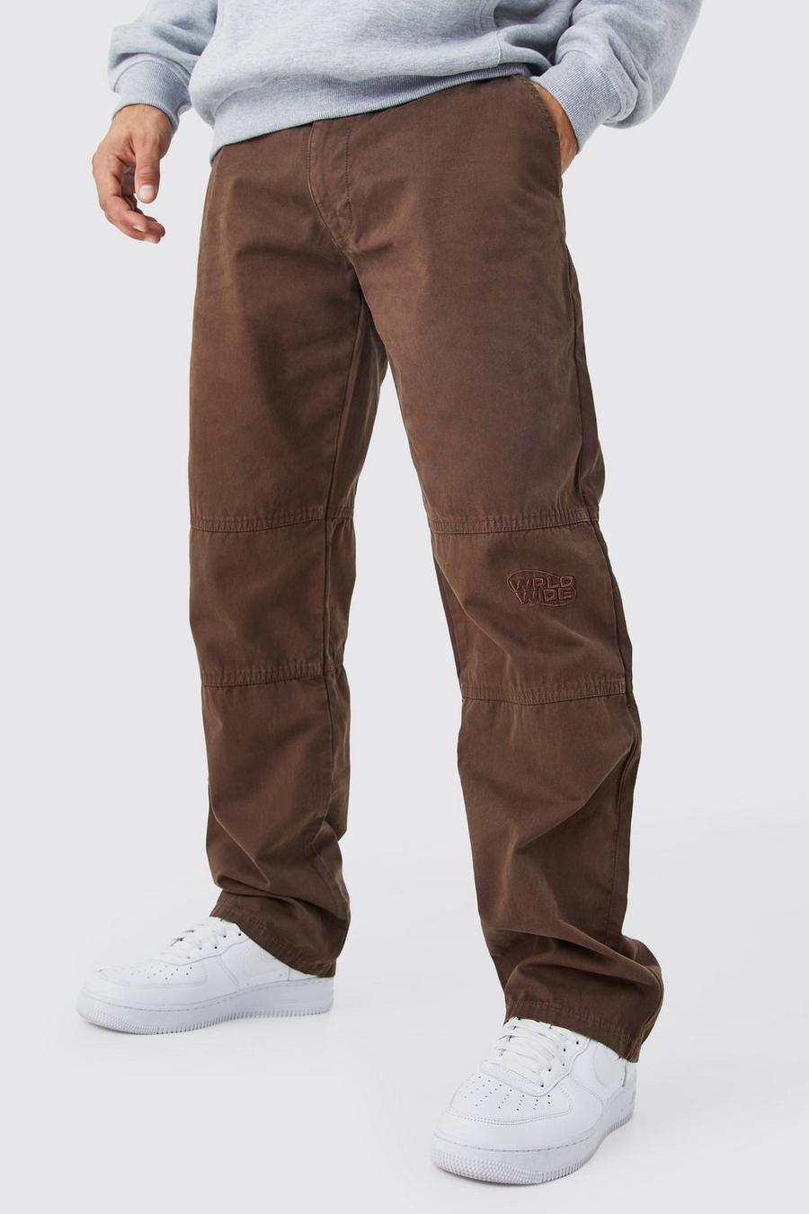 Pantalón holgado con cintura fija, Chocolate image number 1