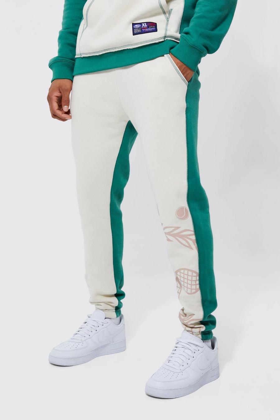 Green Contrast Stitch Graphic Jogger image number 1