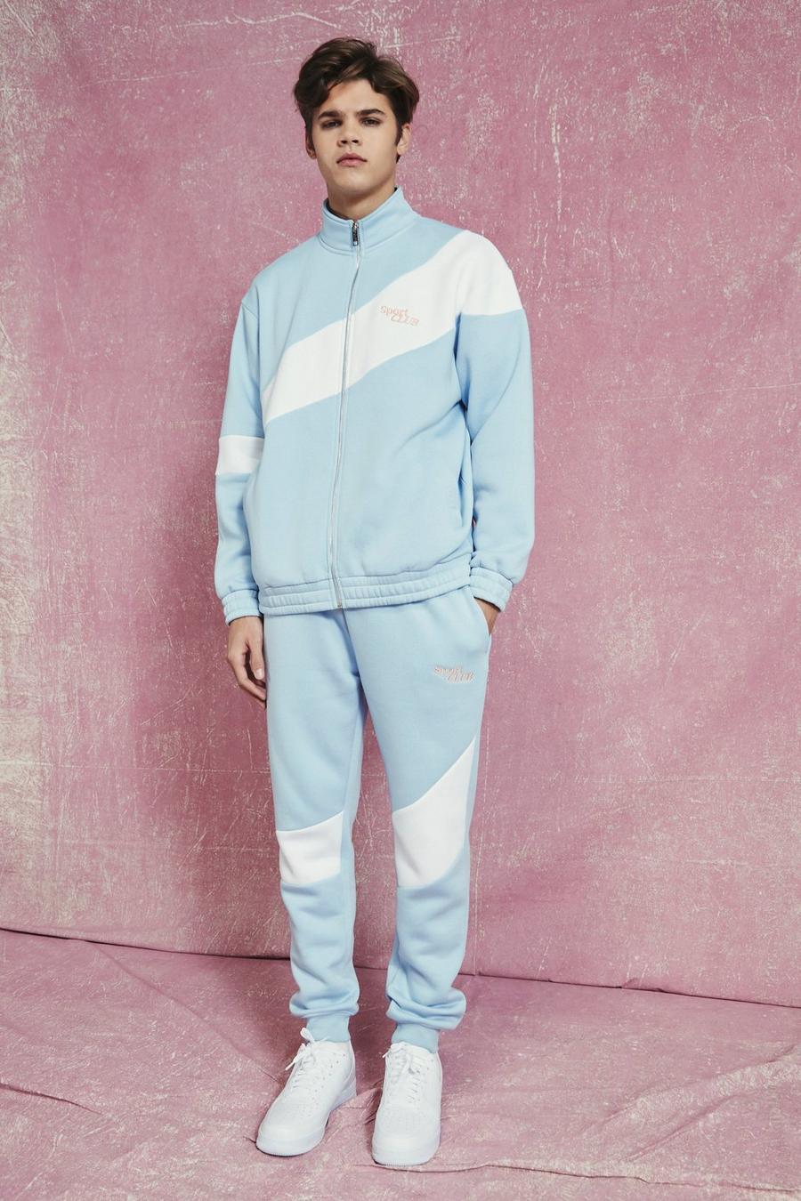 Pale blue Funnel Neck Zip Through Tracksuit image number 1