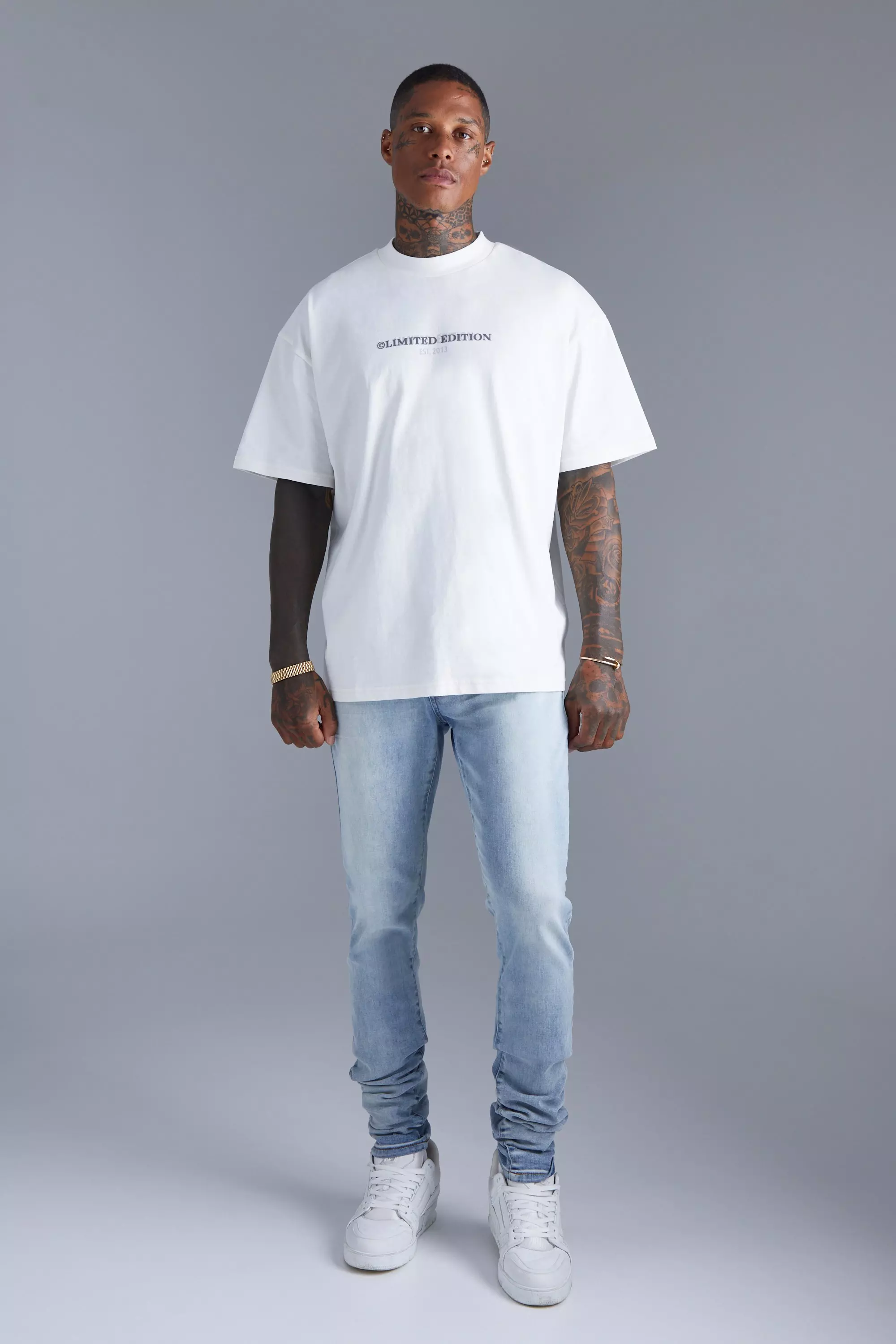 Oversized white shirt with jeans sales