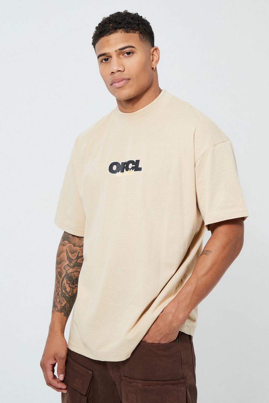Ofcl Oversized Extended Neck  T-shirt, Sand beige