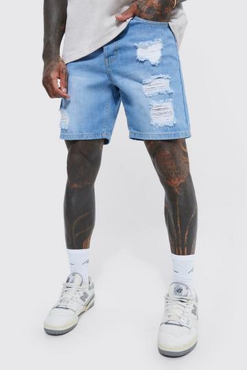 Slim Rigid Multi Rip Denim light blue