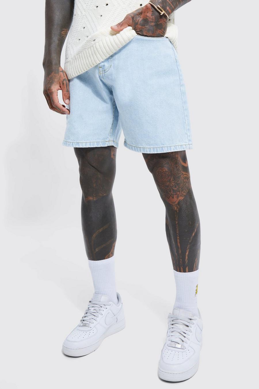 Ice blue Relaxed Fit Rigid Denim Shorts image number 1