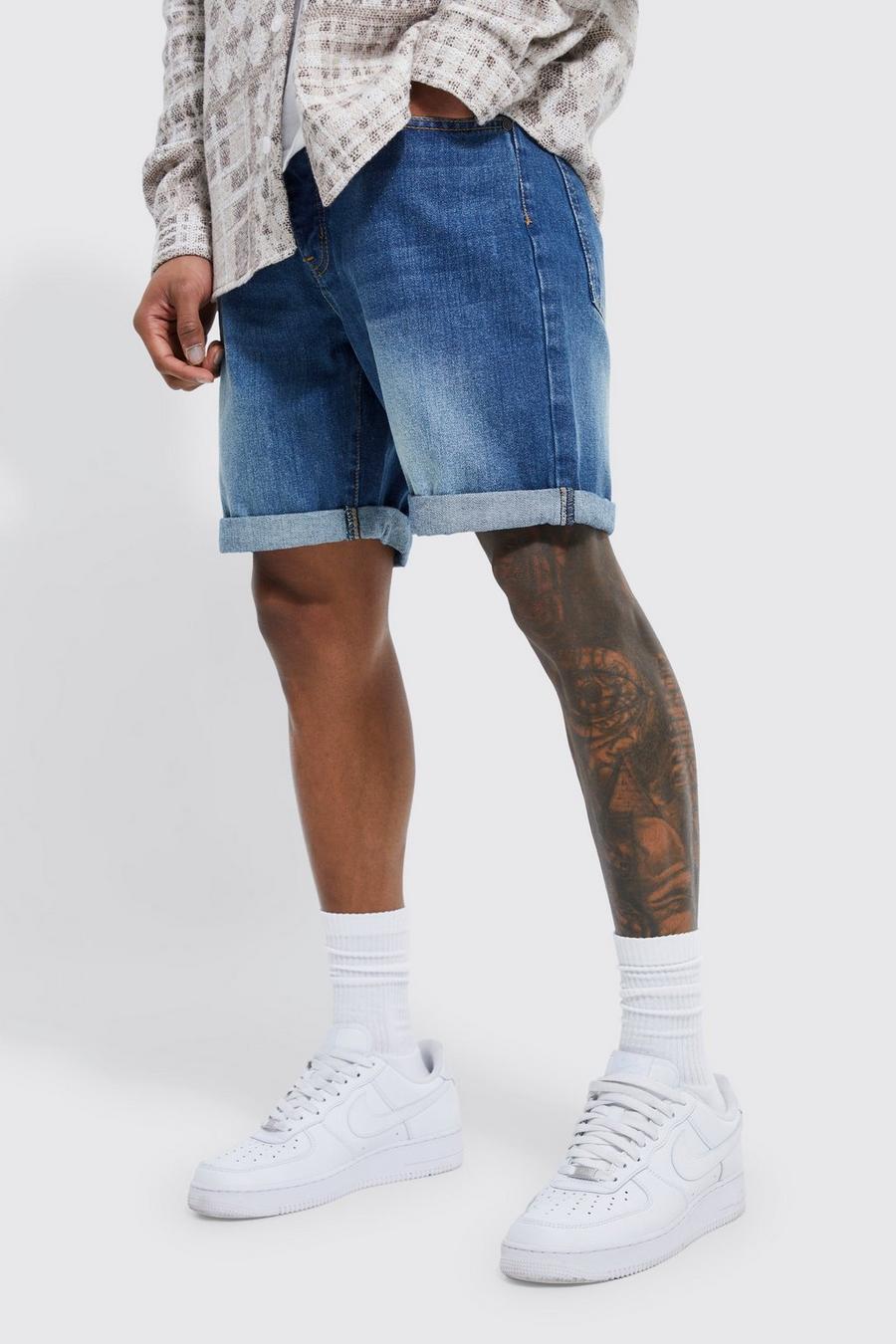 Vintage blue Slim Rigid Denim Shorts