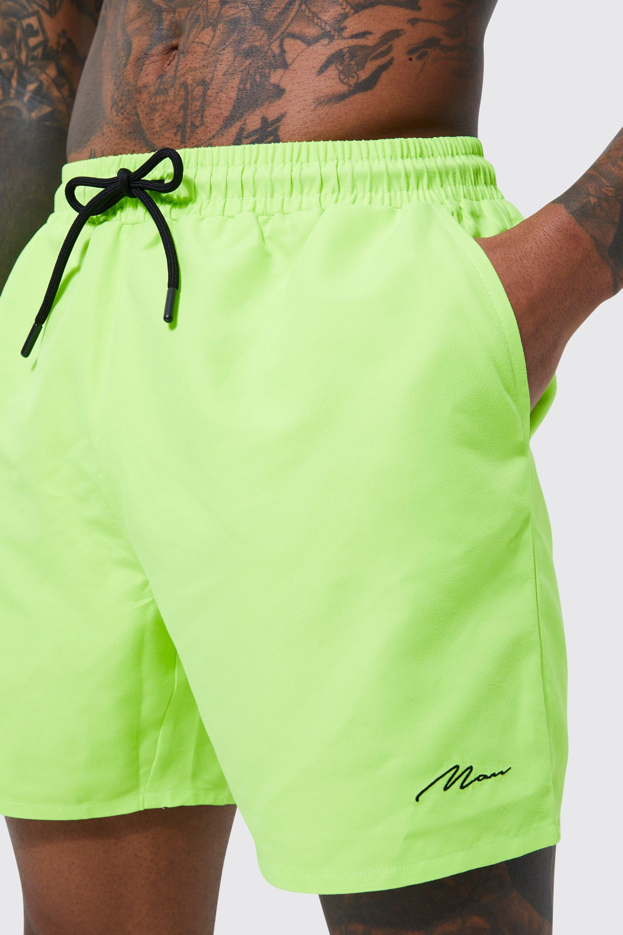 Mens neon clearance yellow swim shorts