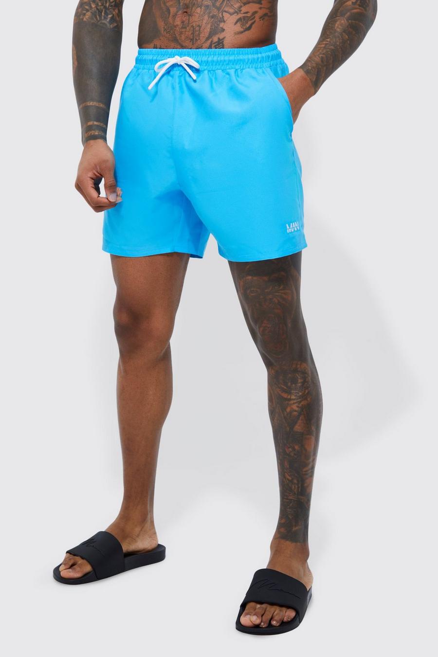 Mens Dark Blue Mid-Length Swim Shorts