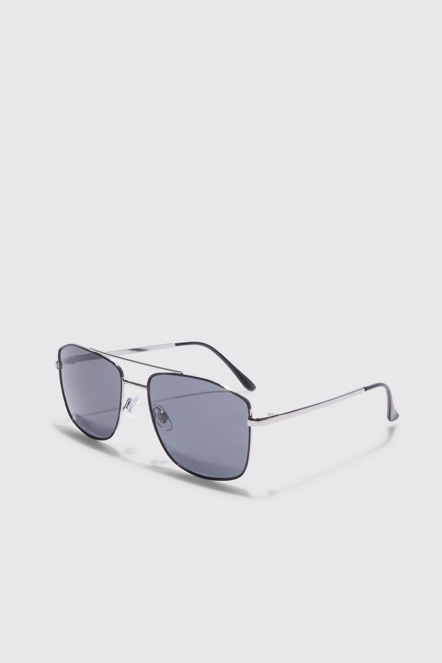 Gafas de sol estilo navegador con montura ancha, Silver image number 1