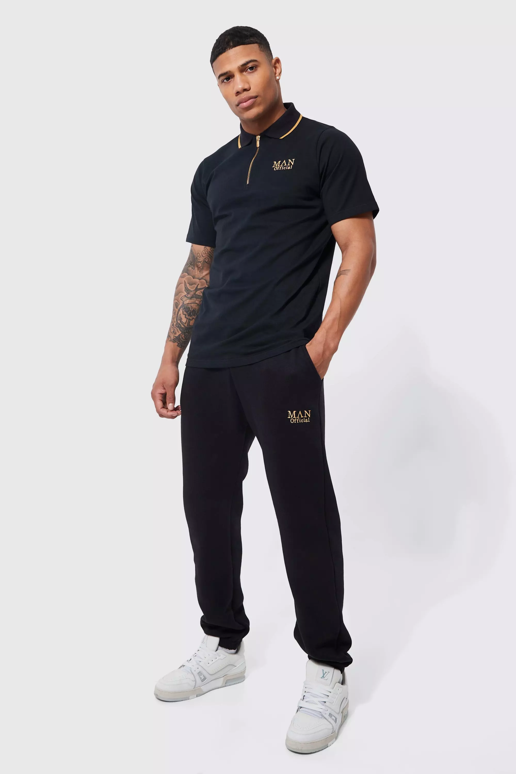 Black and gold polo sweatsuit sale