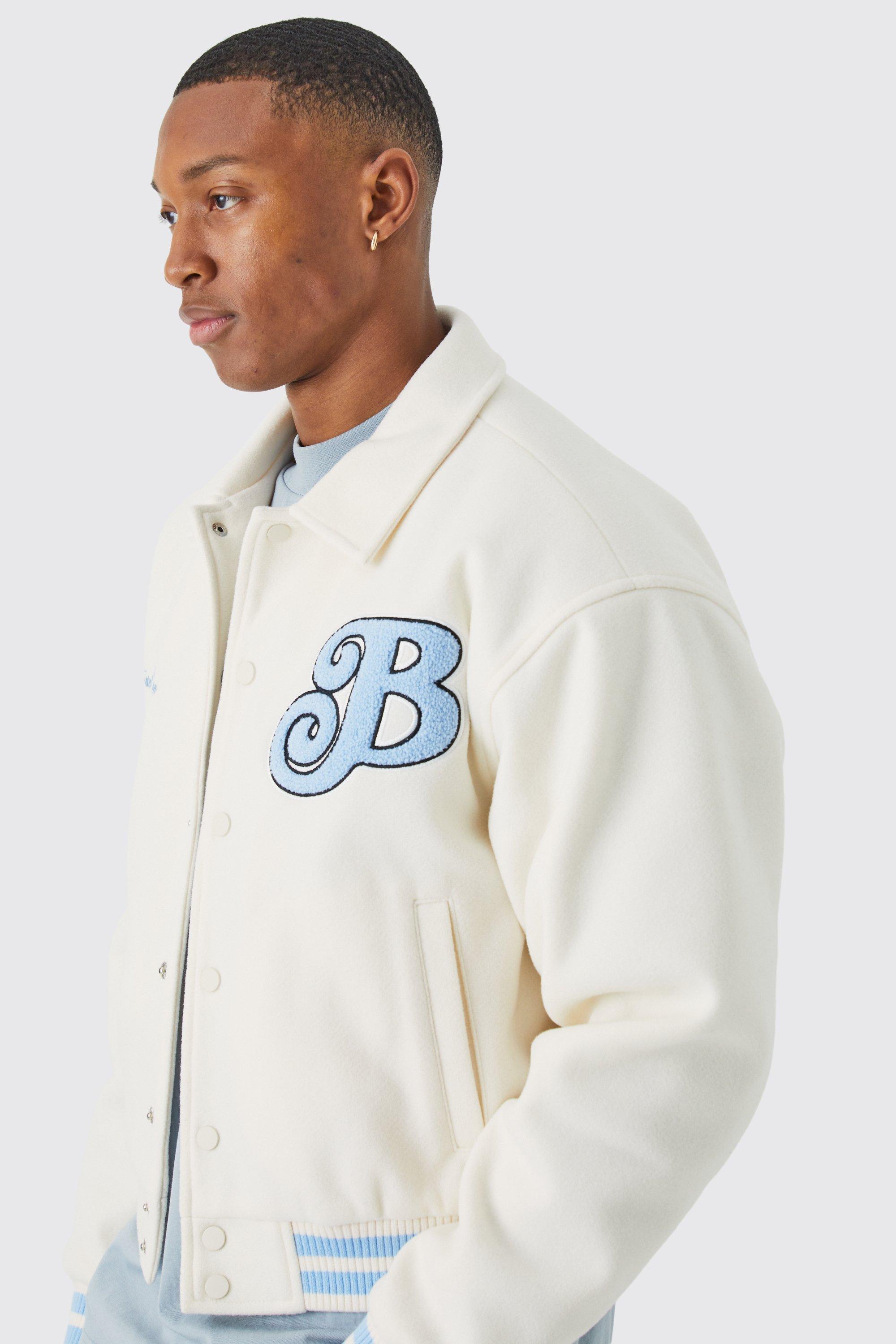 Boxy Melton Varsity Jacket