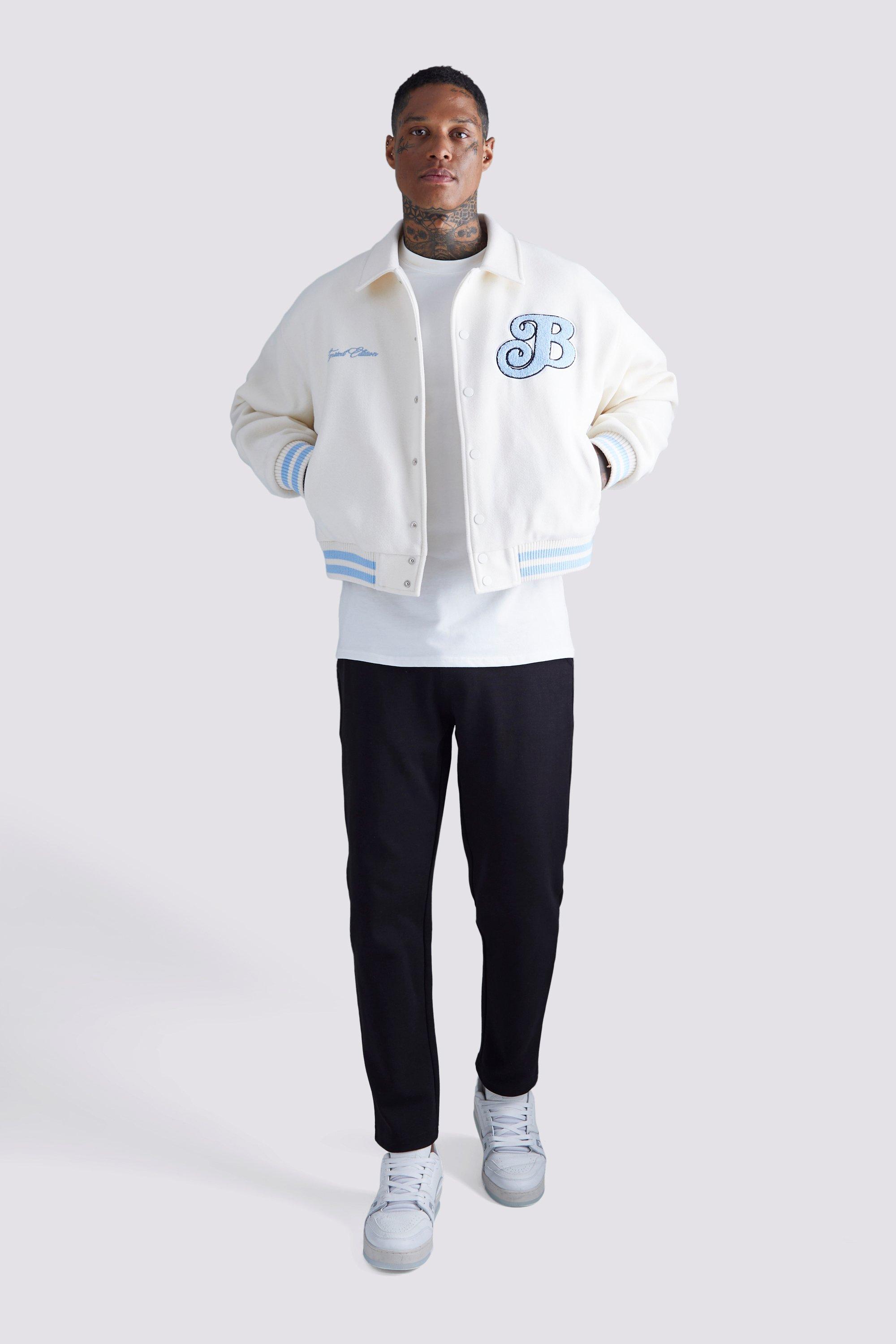 Boxy Melton Varsity Jacket | boohoo