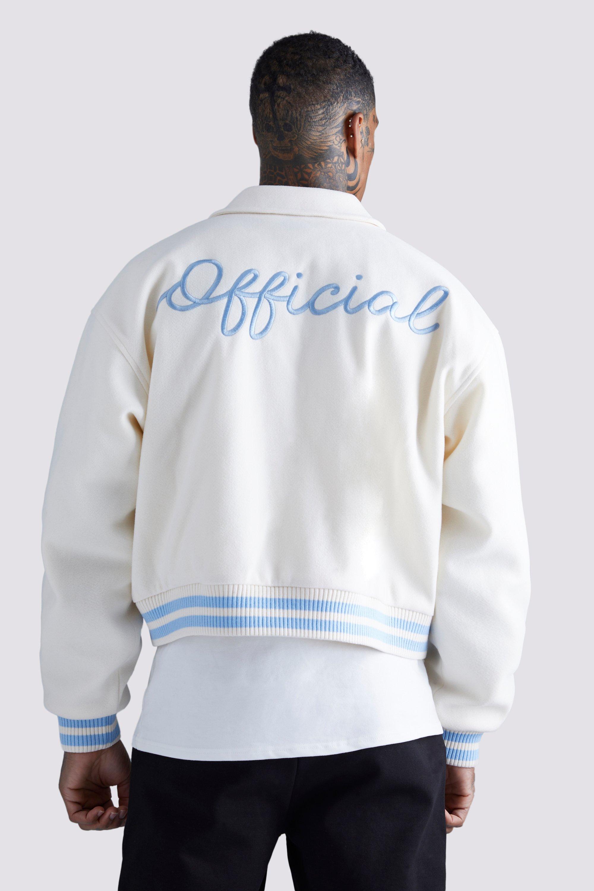 EMBROIDERED VARSITY SWEATSHIRT - Mid-blue