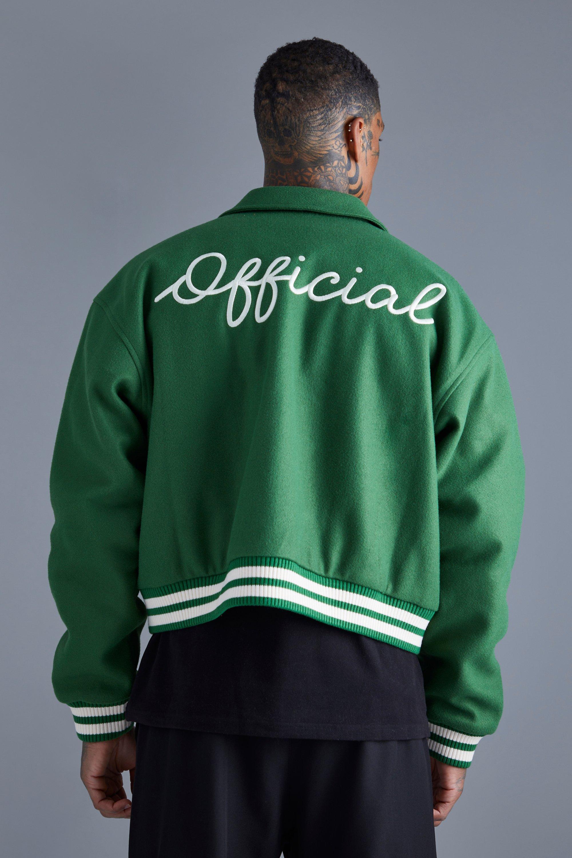 Boxy Melton Varsity Jacket