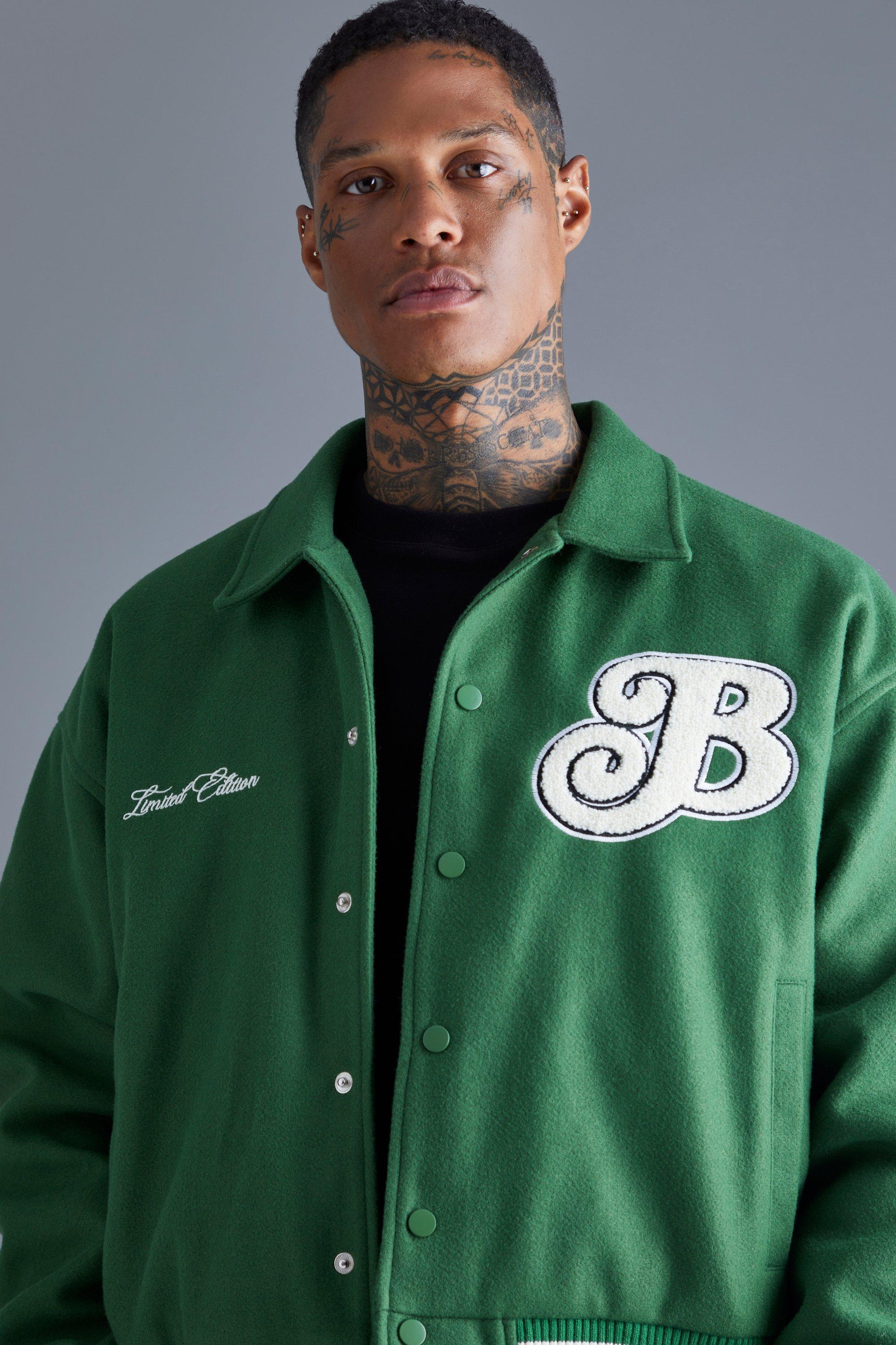 Boxy Melton Varsity Jacket